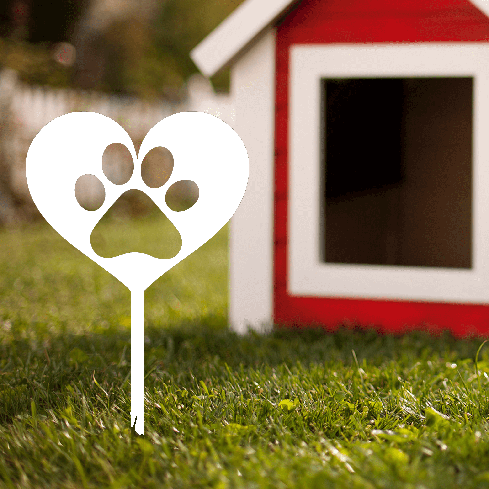 Heart Paw Stake Metal Yard Art