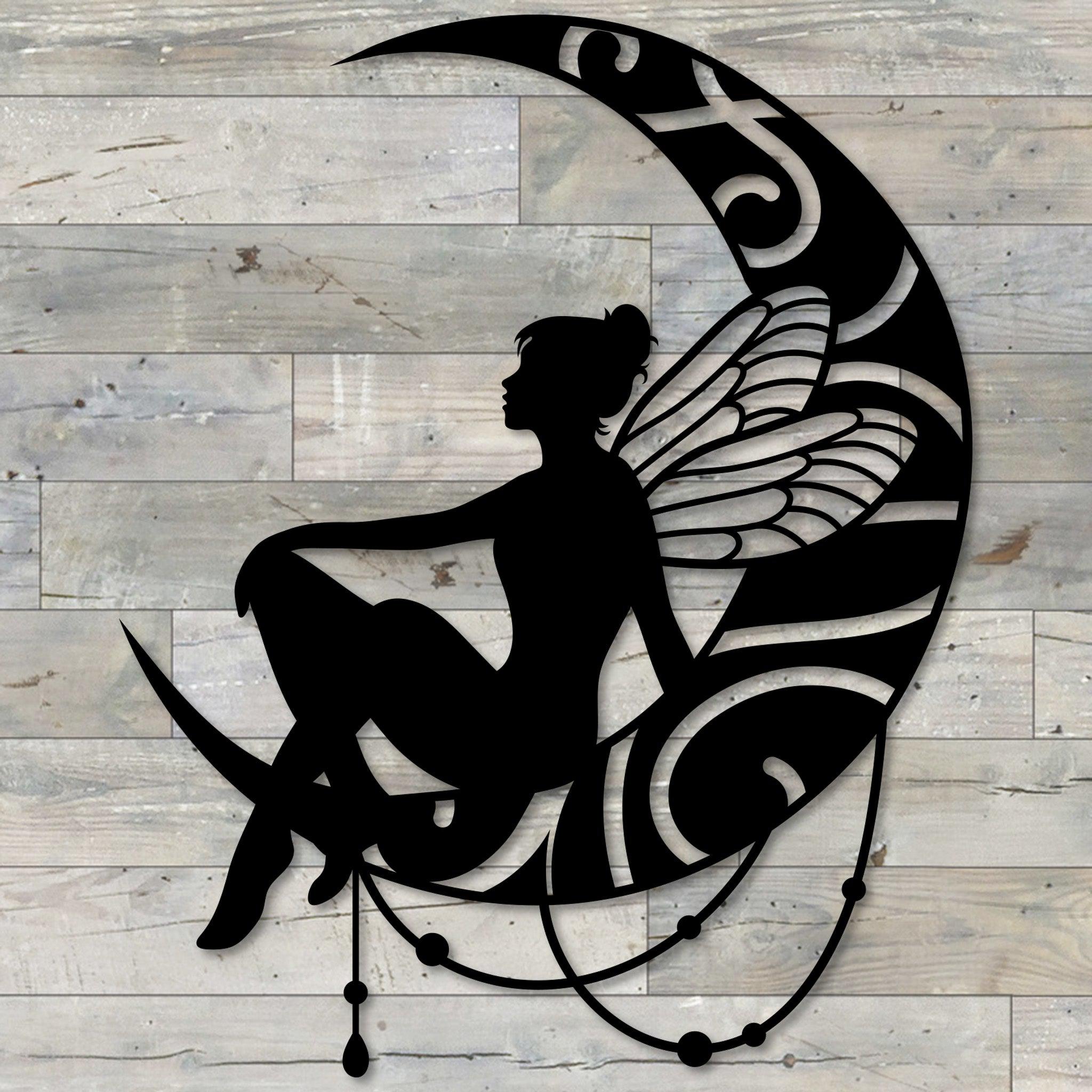 Fairy and Moon Metal Wall Decor