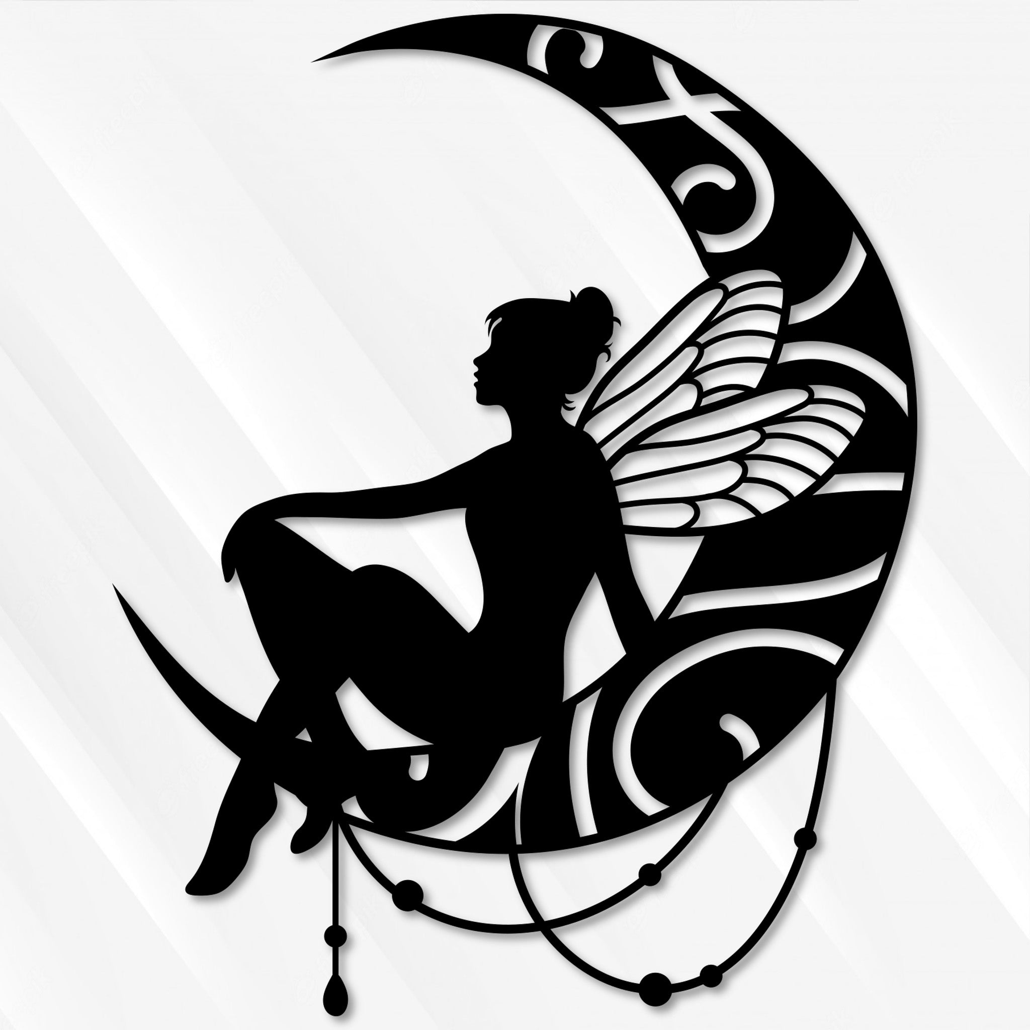 Fairy and Moon Metal Wall Decor