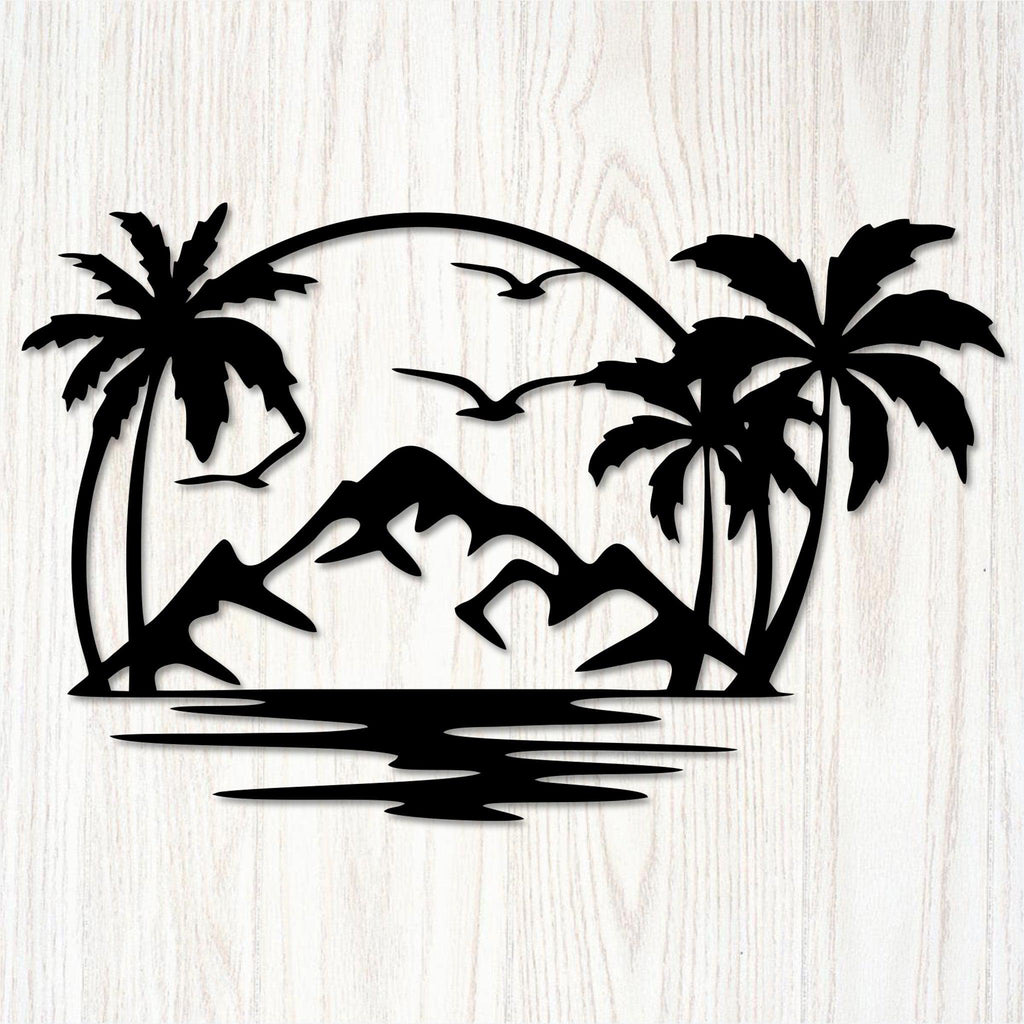 Island Paradise Palm Trees Metal Wall Art