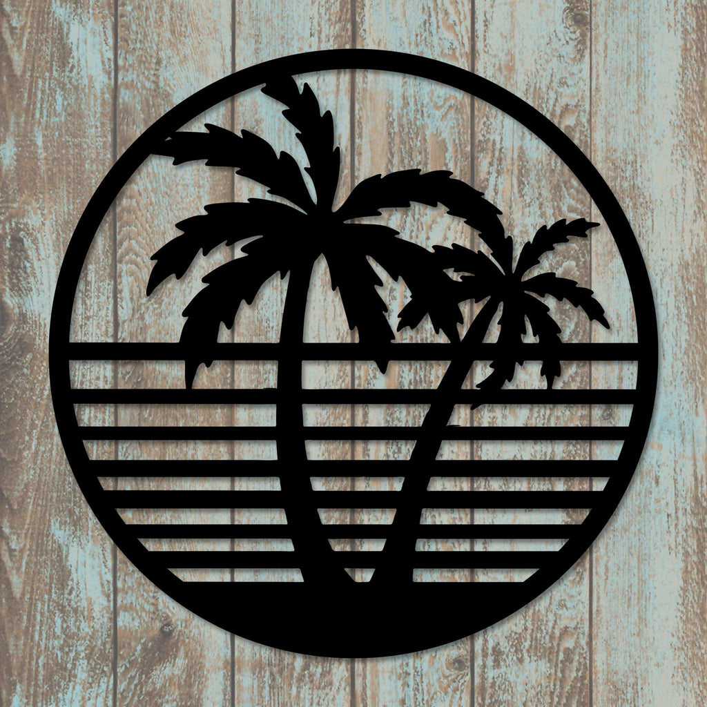 Palm Trees & Beach Metal Wall Art
