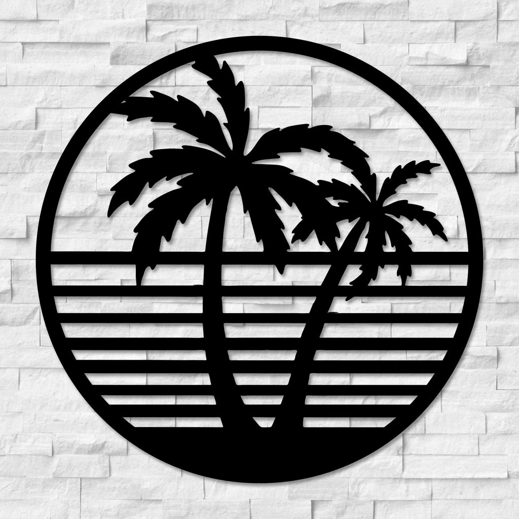 Palm Trees & Beach Metal Wall Art