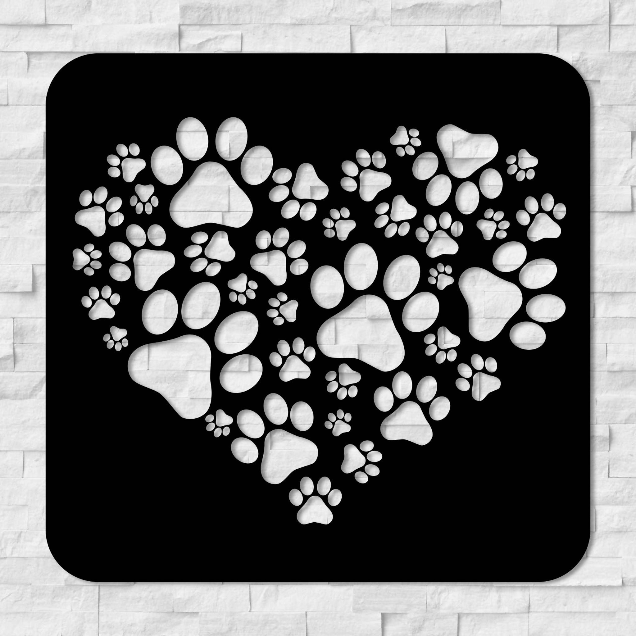 Paws Heart Metal Wall Art