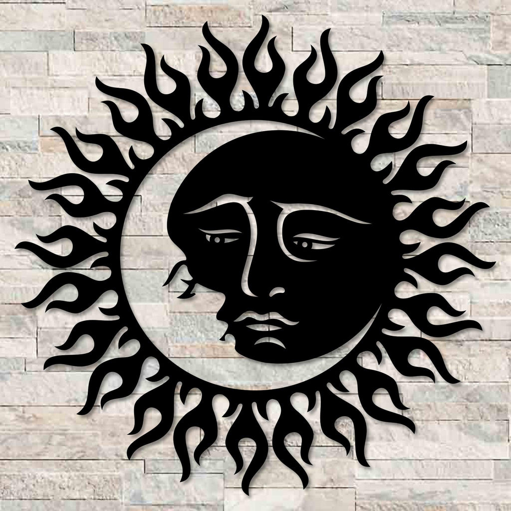 Sun & Moon Faces Metal Wall Art