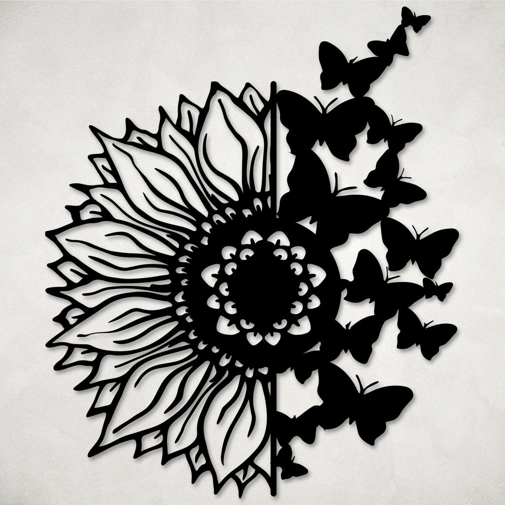 Sunflower Butterflies Metal Wall Art