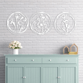 Three Panel Flowers Metal Decor