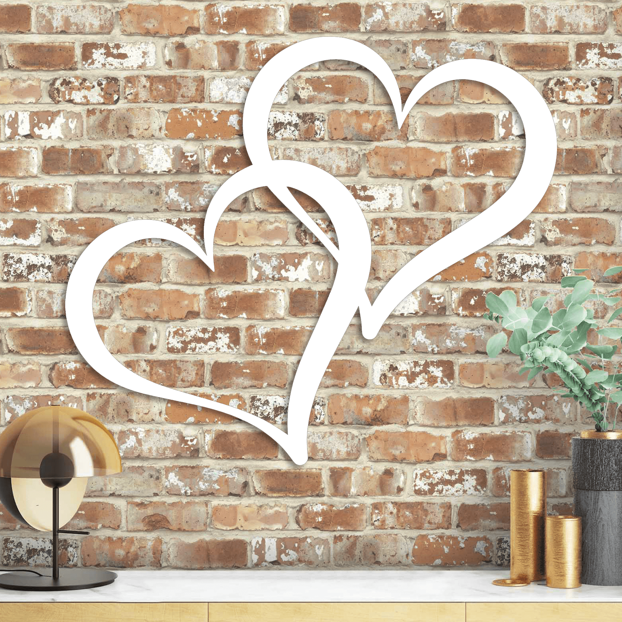 Two Hearts Metal Wall Decor