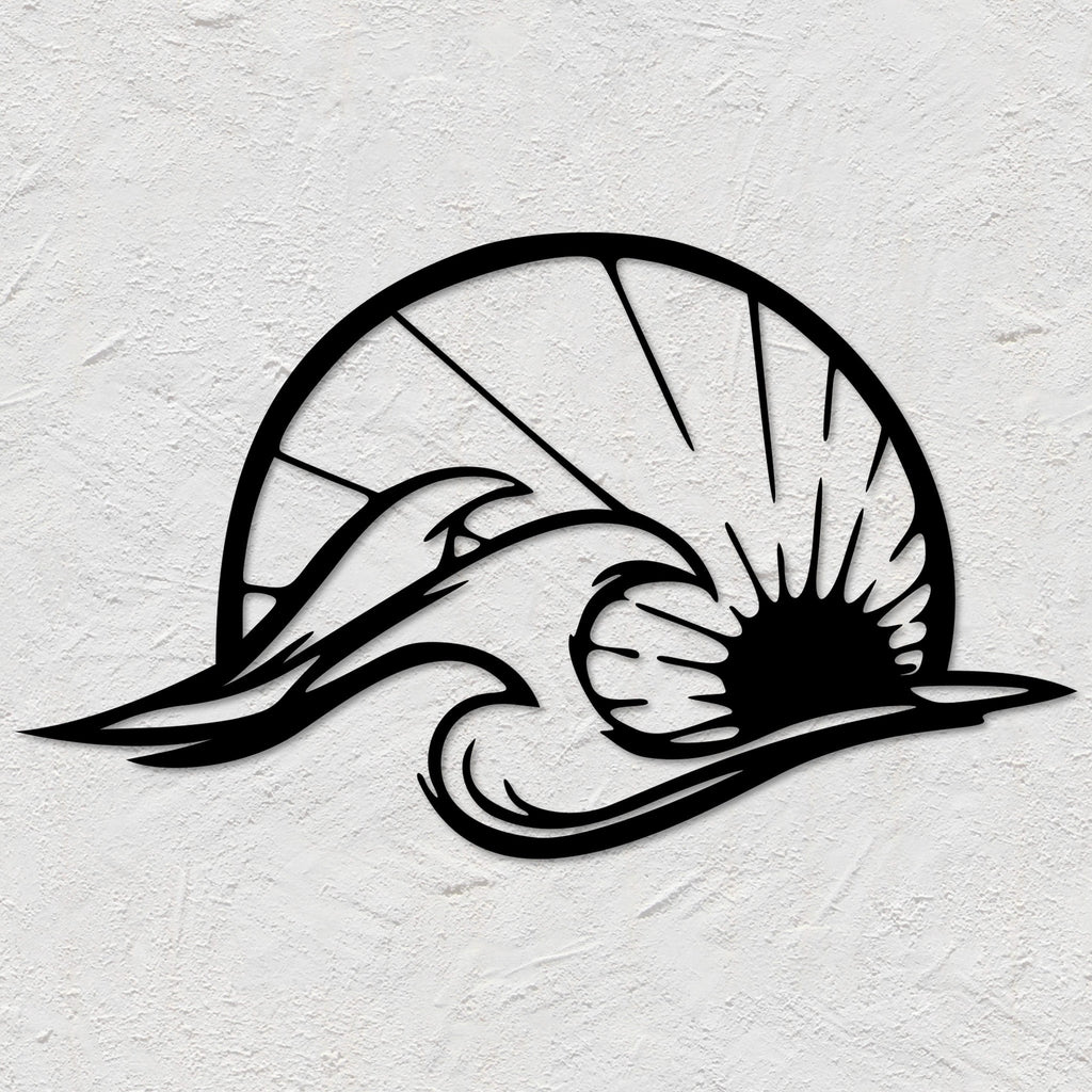 Ocean Waves & Sun Metal Wall Art