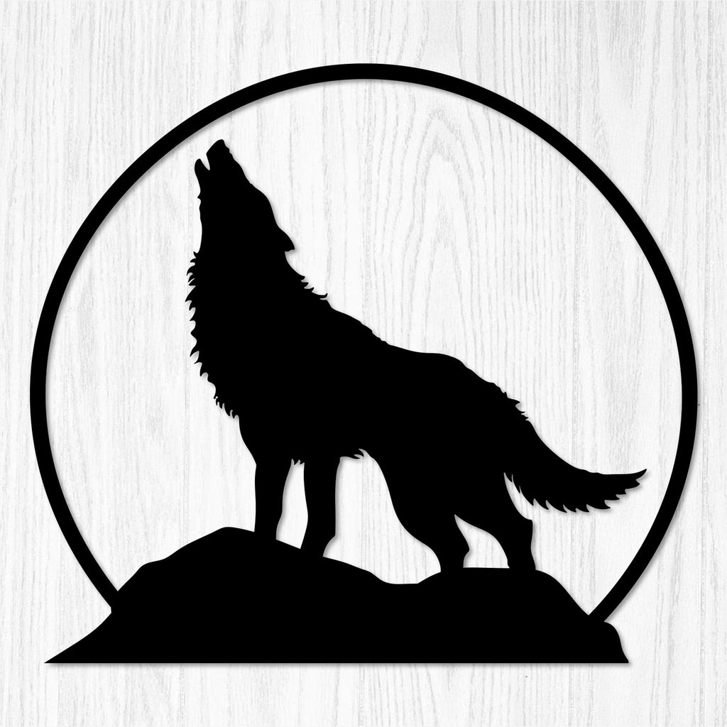 Howling Wolf Metal Wall Decor